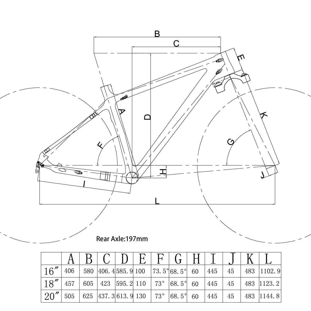 ICAN Bicycle Frames 16 inch frame only 26er Carbon Fat Bike Frame SN01