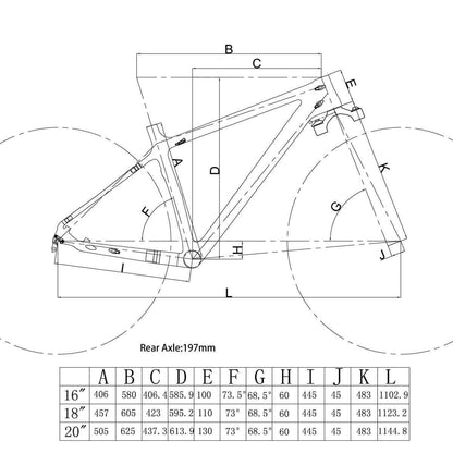 ICAN Bicycle Frames 16 inch frame only 26er Carbon Fat Bike Frame SN01